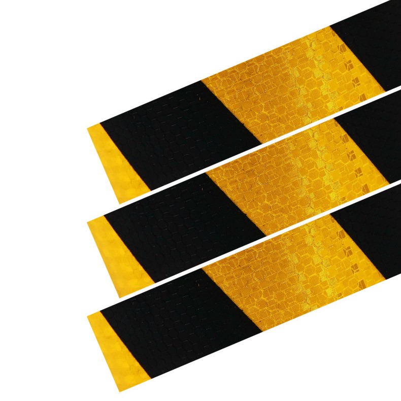 Black and yellow reflective warning tape
