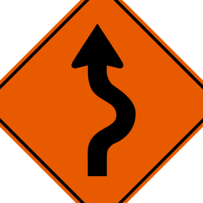 Urban road winding road sign