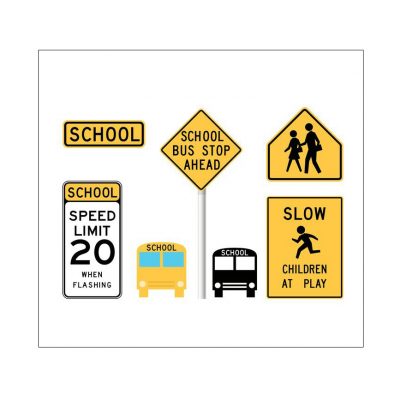 Various types of metal school signs (1)