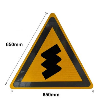 Yellow triangle metal road safety sign (5)