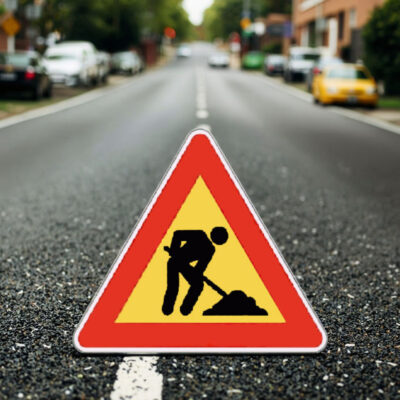 traffic sign road construction triangle sign