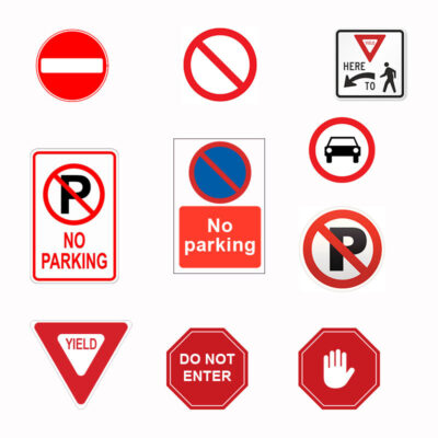 No Parking and Danger Warning Traffic Signs