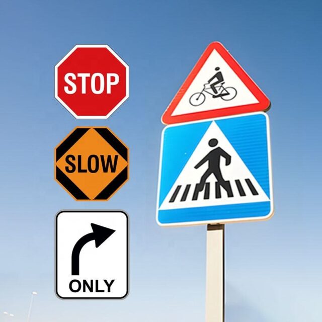 Custom Aluminum Reflective Road Safety Warning Signs (2) Aluminum Road Safety and Warning Signs