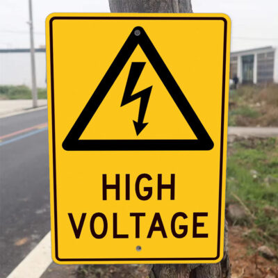 Metal High Voltage Road Warning Sign
