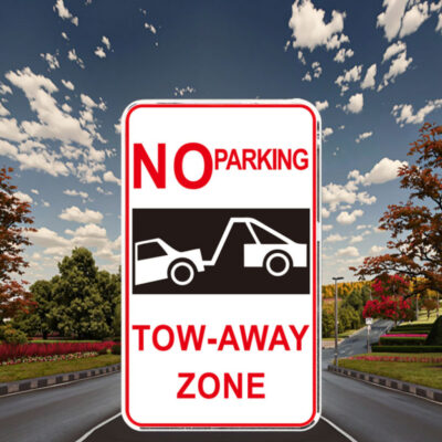 reflective no parking road safety sign