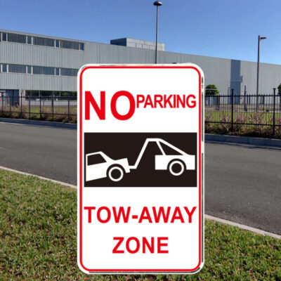 reflective no parking road safety sign