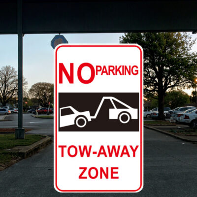 reflective no parking road safety sign