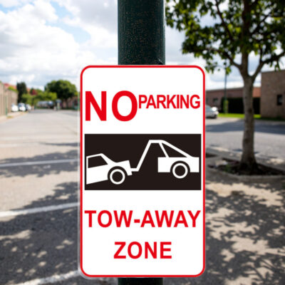reflective no parking road safety sign