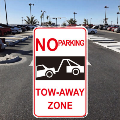 reflective no parking road safety sign