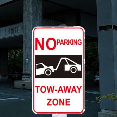 reflective no parking road safety sign