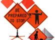 Folding reflective road construction sign