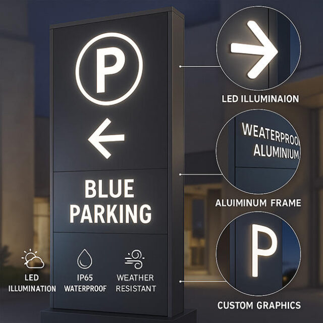 Outdoor Advertising Light Box Pylon Sign Custom Parking Sign Manufacturer (6) Advertising Light Box Pylon Parking Sign