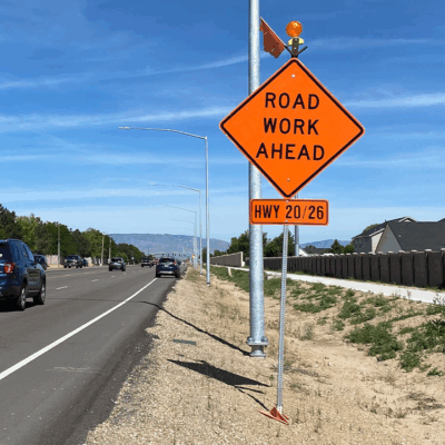 Roll-Up Road Work Ahead Sign