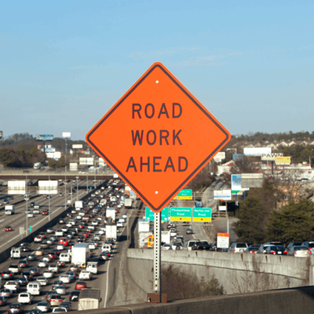 Reflective Fabric Road Work Ahead Roll-Up Construction Signs (2) Roll-Up Road Work Ahead Sign