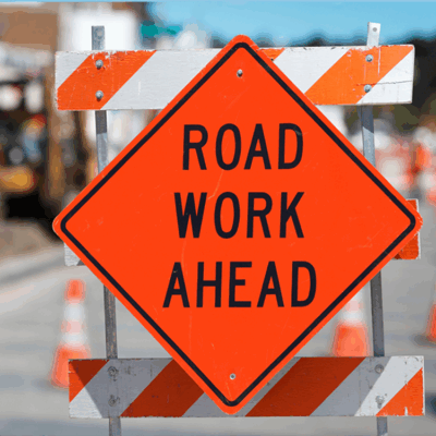Roll-Up Road Work Ahead Sign