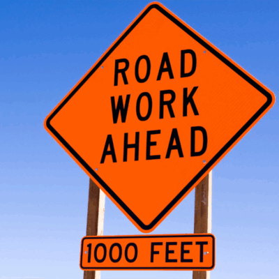 Roll-Up Road Work Ahead Sign