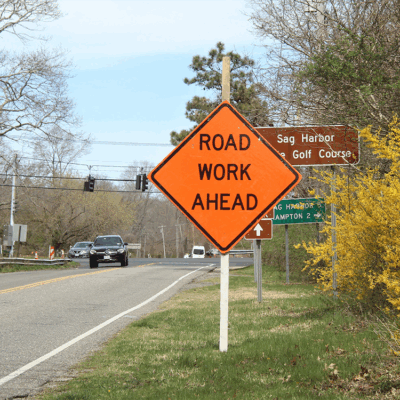 Roll-Up Road Work Ahead Sign