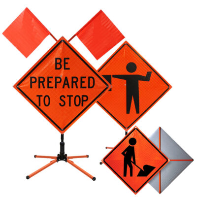 folding road construction signs traffic