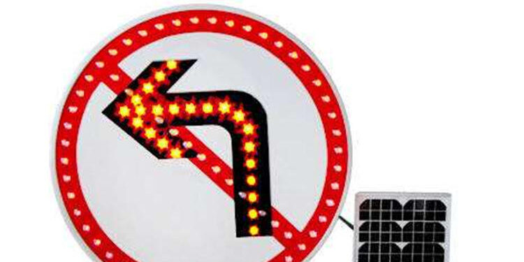 Solar LED traffic warning sign